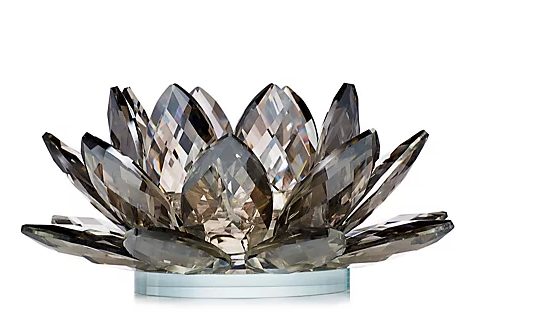 JM by Julien Macdonald Large Lotus Flower Crystal Candle Holder- Smoked